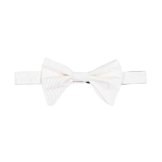 Sera  Fine Silk - White Silk Moiré Pre-Tied Bow Tie