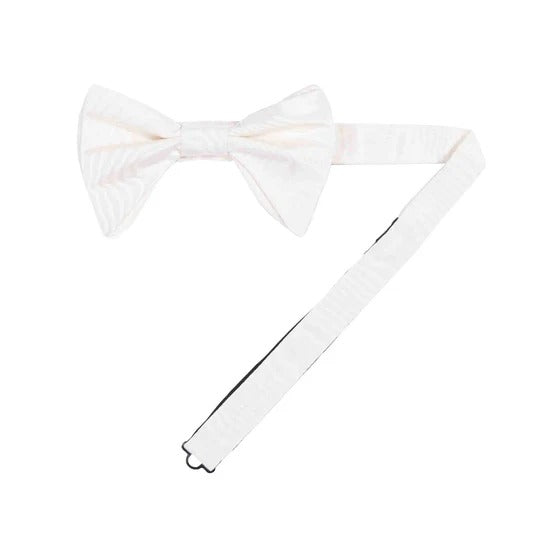 Sera  Fine Silk - White Silk Moiré Pre-Tied Bow Tie