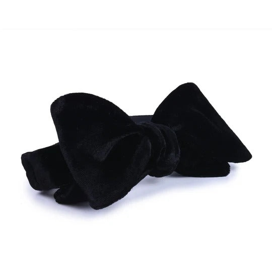 Sera  Fine Silk - Black Self-Tie Velvet Bow Tie