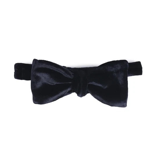 Sera  Fine Silk - Black Self-Tie Velvet Bow Tie
