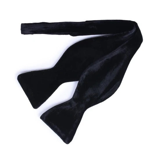 Sera  Fine Silk - Black Self-Tie Velvet Bow Tie