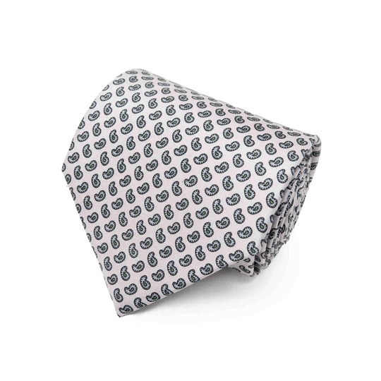 Sera  Fine Silk - Pink and Grey Paisley Silk Tie