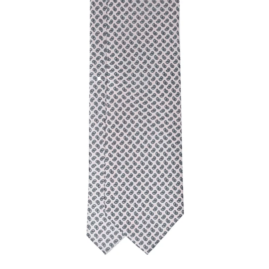 Sera  Fine Silk - Pink and Grey Paisley Silk Tie Sera Fine Silk