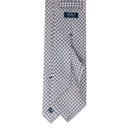 Sera  Fine Silk - Pink and Grey Paisley Silk Tie