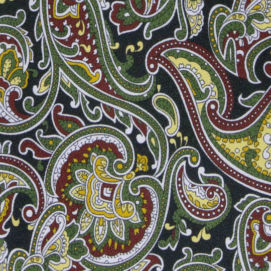 Sera  Fine Silk - Green and Yellow Big Paisley Silk Tie