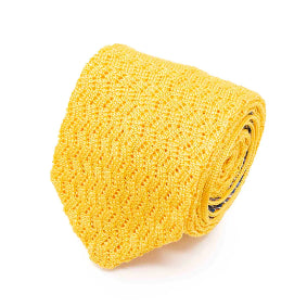 Sera  Fine Silk - Yellow Zig Zag Silk Knitted Tie