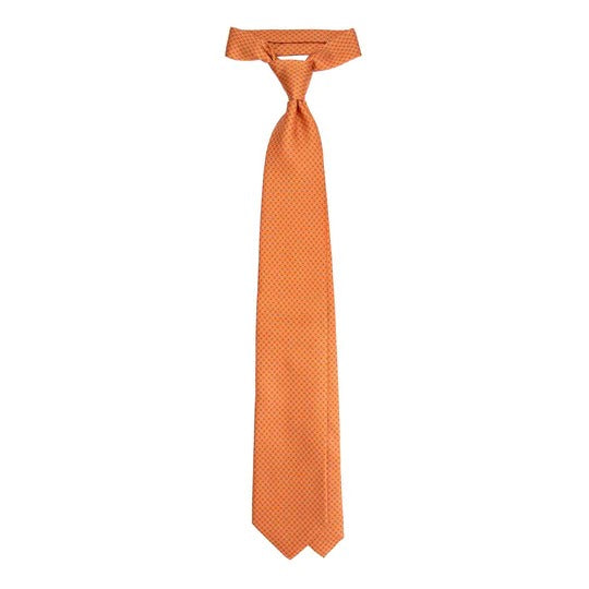 Sera  Fine Silk - Orange Silk Tie with Micro Square Pattern