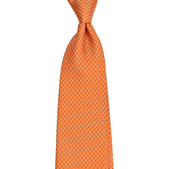 Sera  Fine Silk - Orange Silk Tie with Micro Square Pattern