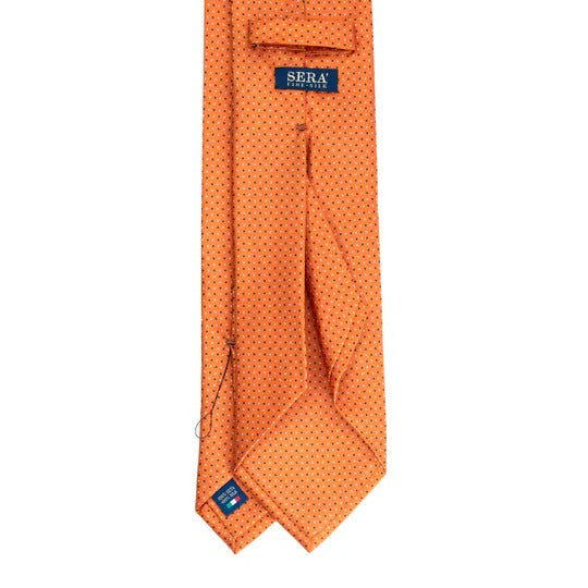 Sera  Fine Silk - Orange Silk Tie with Micro Square Pattern