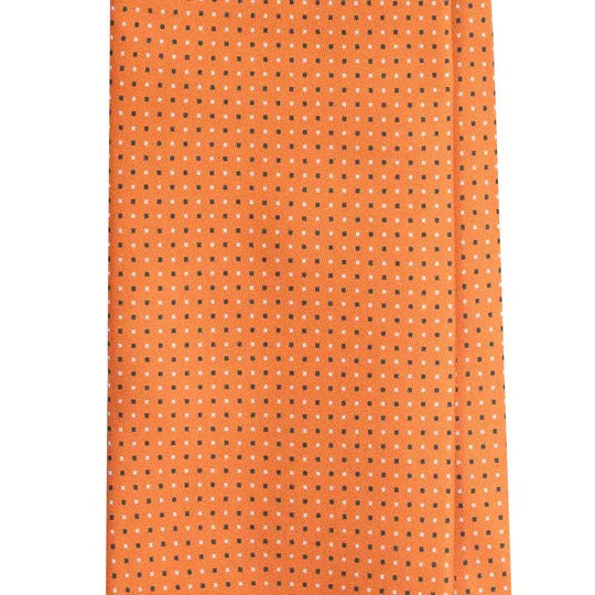 Sera  Fine Silk - Orange Silk Tie with Micro Square Pattern