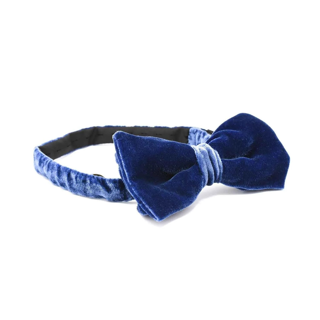 Sera  Fine Silk - Blue Smoke Velvet Read Tied Bow Tie