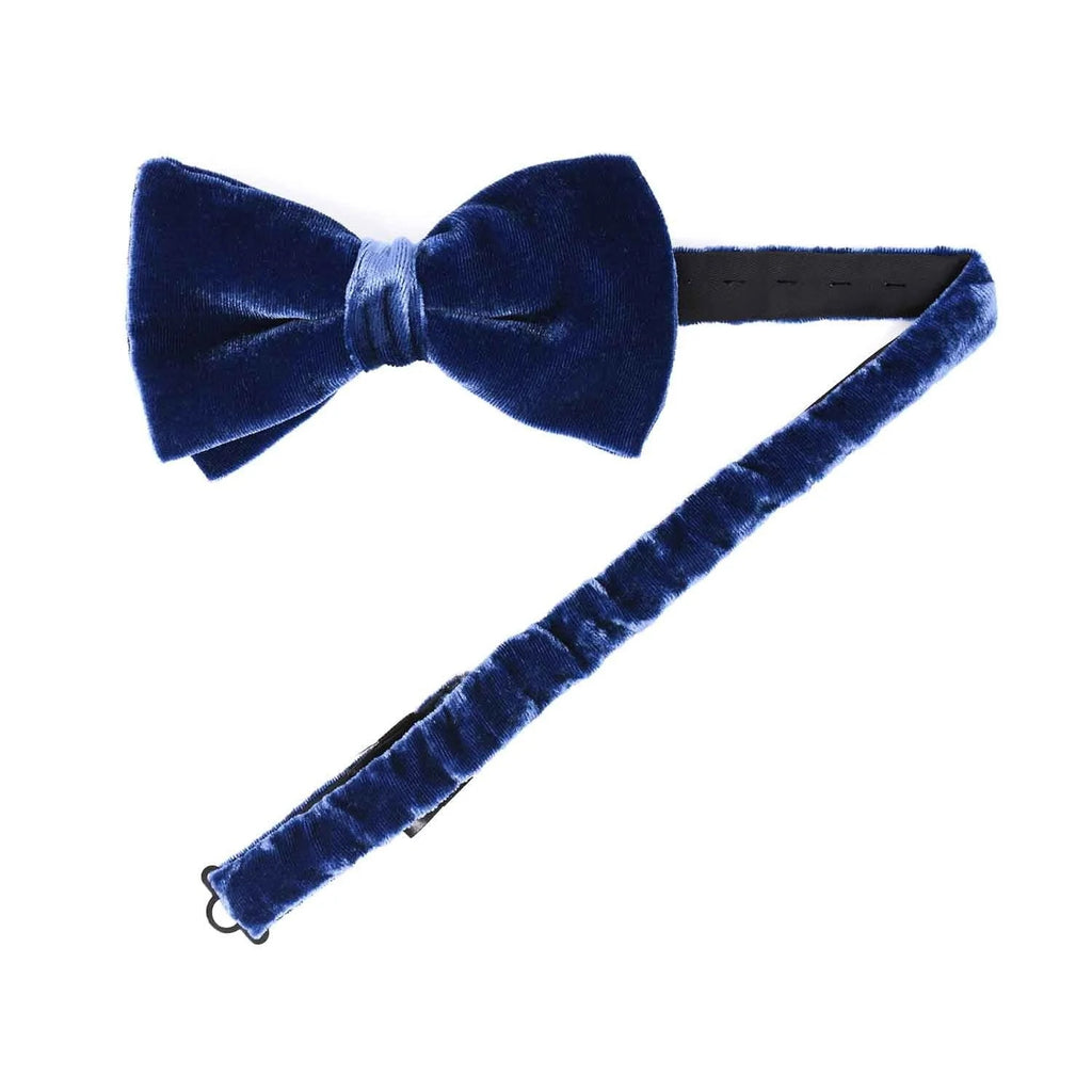 Sera  Fine Silk - Blue Smoke Velvet Read Tied Bow Tie
