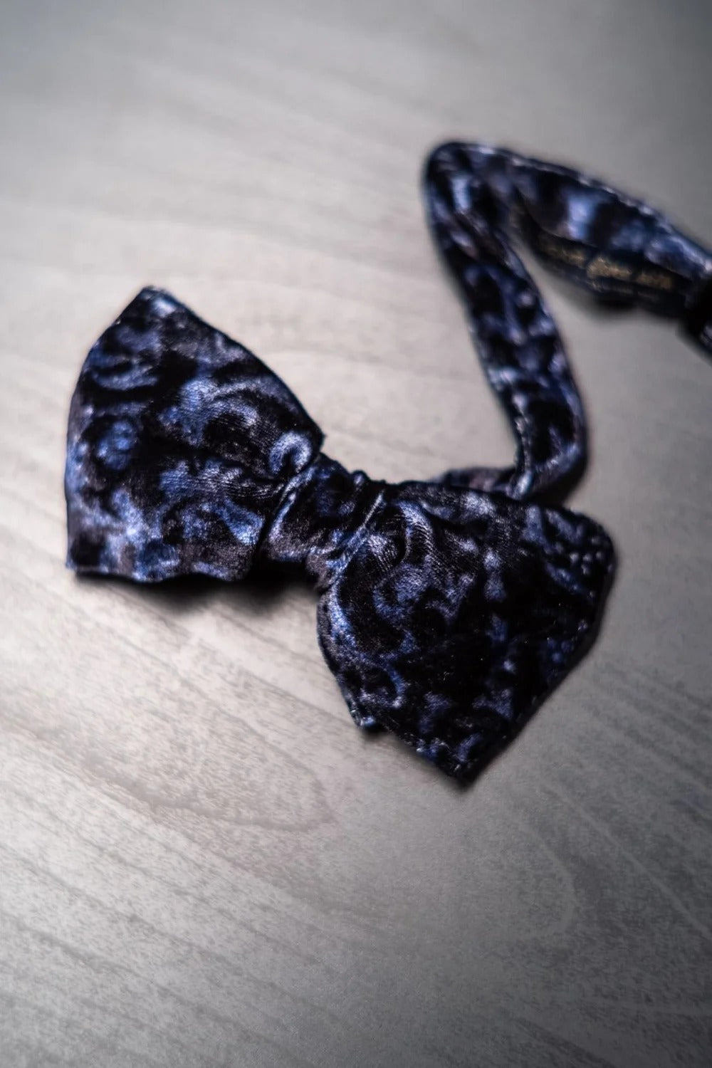 Sera  Fine Silk - Navy Blue Patterned Velvet Ready Tied Bow Tie