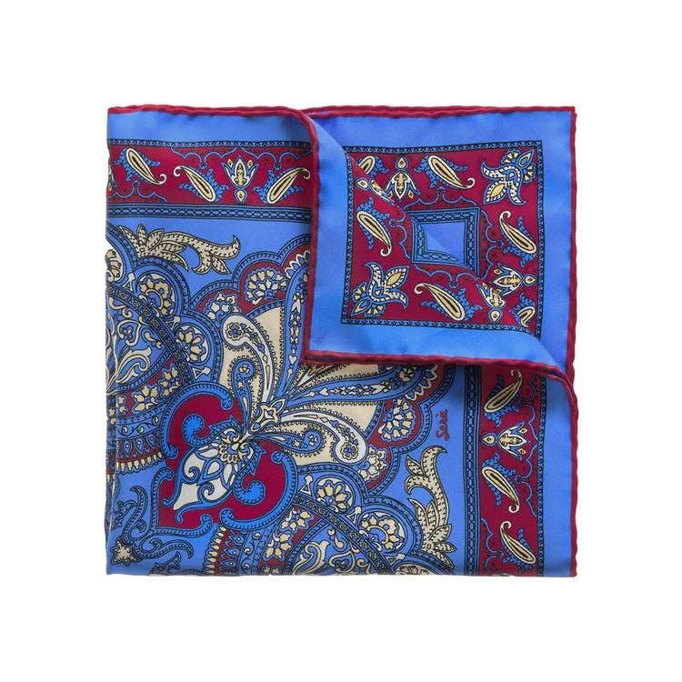 Sera  Fine Silk - Burano Blue Pocket Square Sera Fine Silk