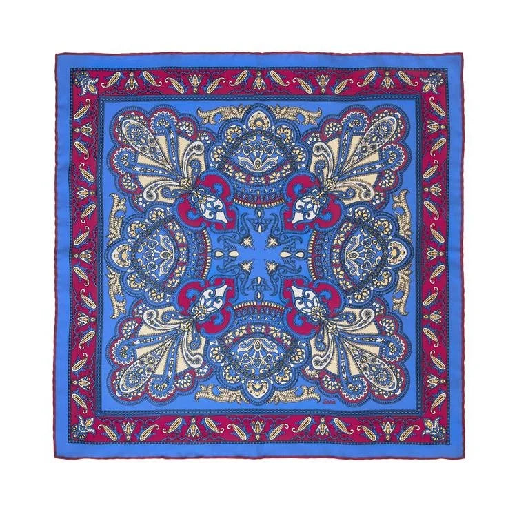 Sera  Fine Silk - Burano Blue Pocket Square Sera Fine Silk