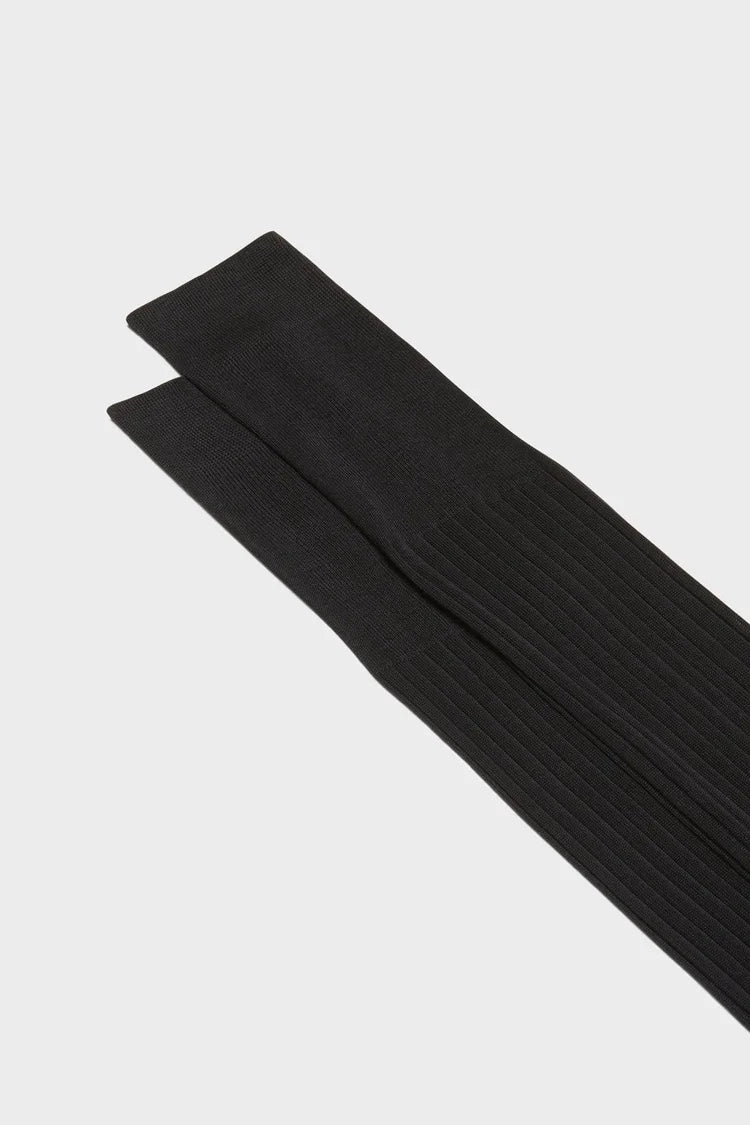 Bresciani - Calf Length Socks - Cesare 100% Cotton Socks | Navy Blue (001)