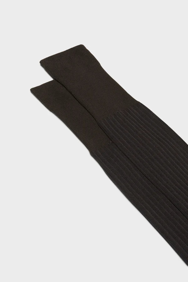 Bresciani - Knee Length Socks - Mario 100% Cotton Socks | Vanisee Brown Blue (268)
