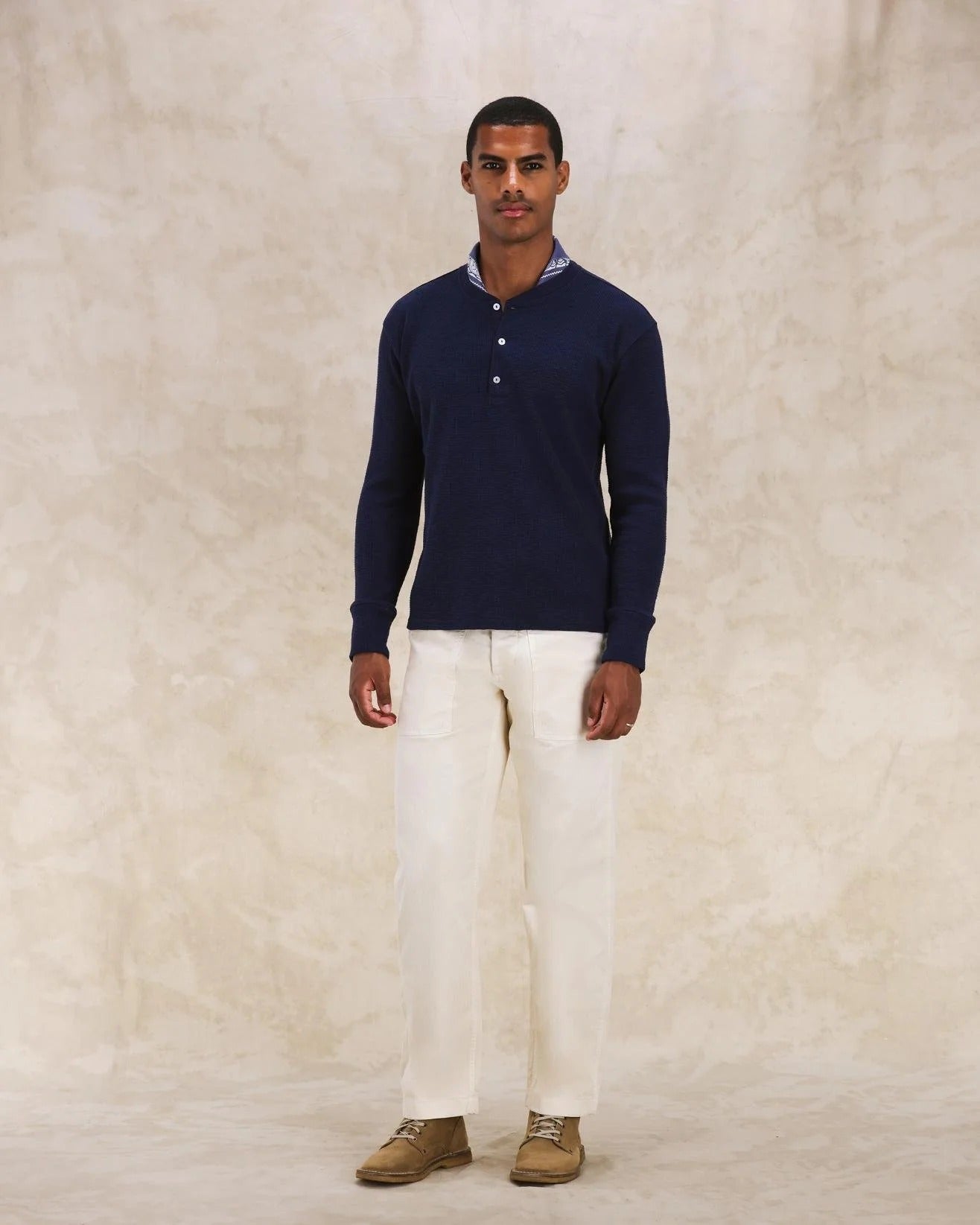 Fortela - Amish-CDX55 Waffle Jersey - Blue