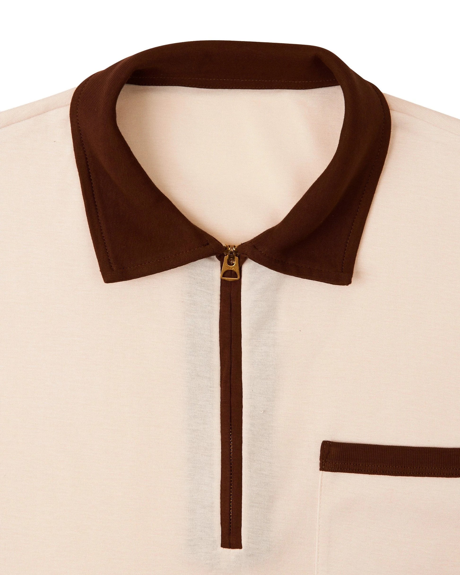 Fortela - Quarter Zip Sweatshirt - Beige (Brown Contrast)