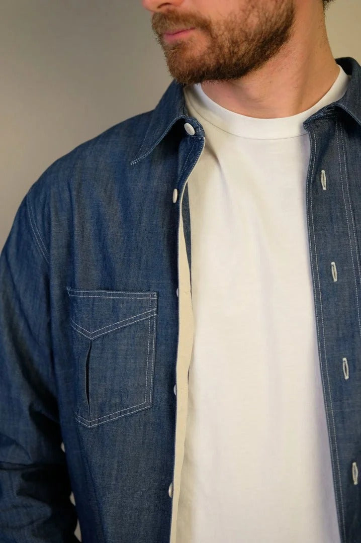 Fortela - Chambray Overshirt - OSUMI-00410 - D368 Fortela
