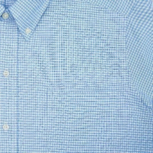 Fortela - King CK 1 Dress Shirt - L. Blue Checkered (Size L)