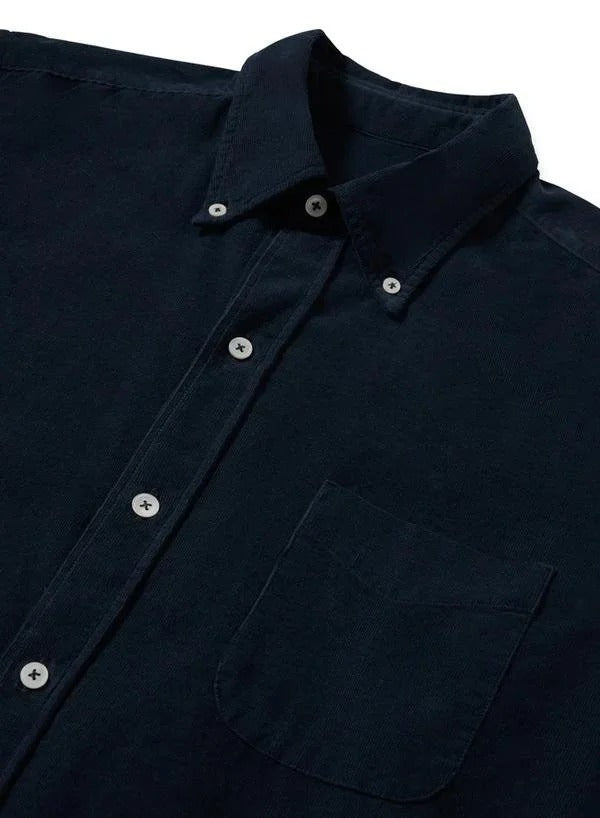 Fortela - King - Buttoned Down Corduroy Shirt - Navy (Size L)