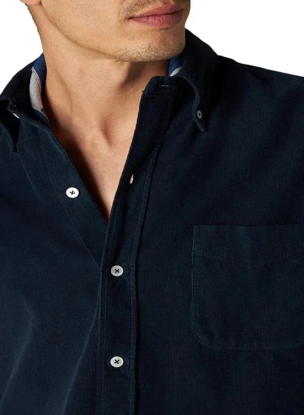 Fortela - King - Buttoned Down Corduroy Shirt - Navy (Size L)