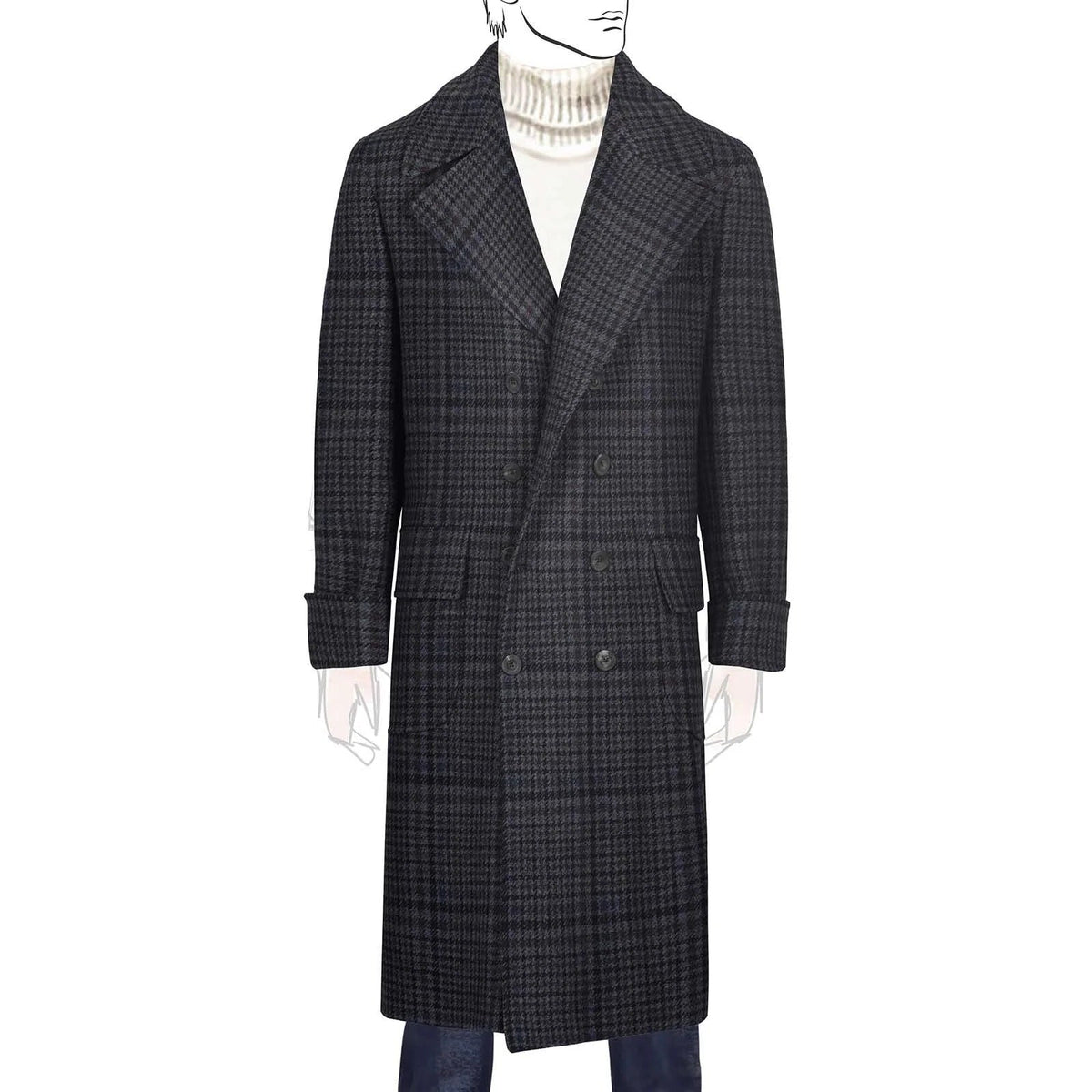 Rubinacci - Cashmere Blend Ulster Coat - Blue/Grey Rubinacci