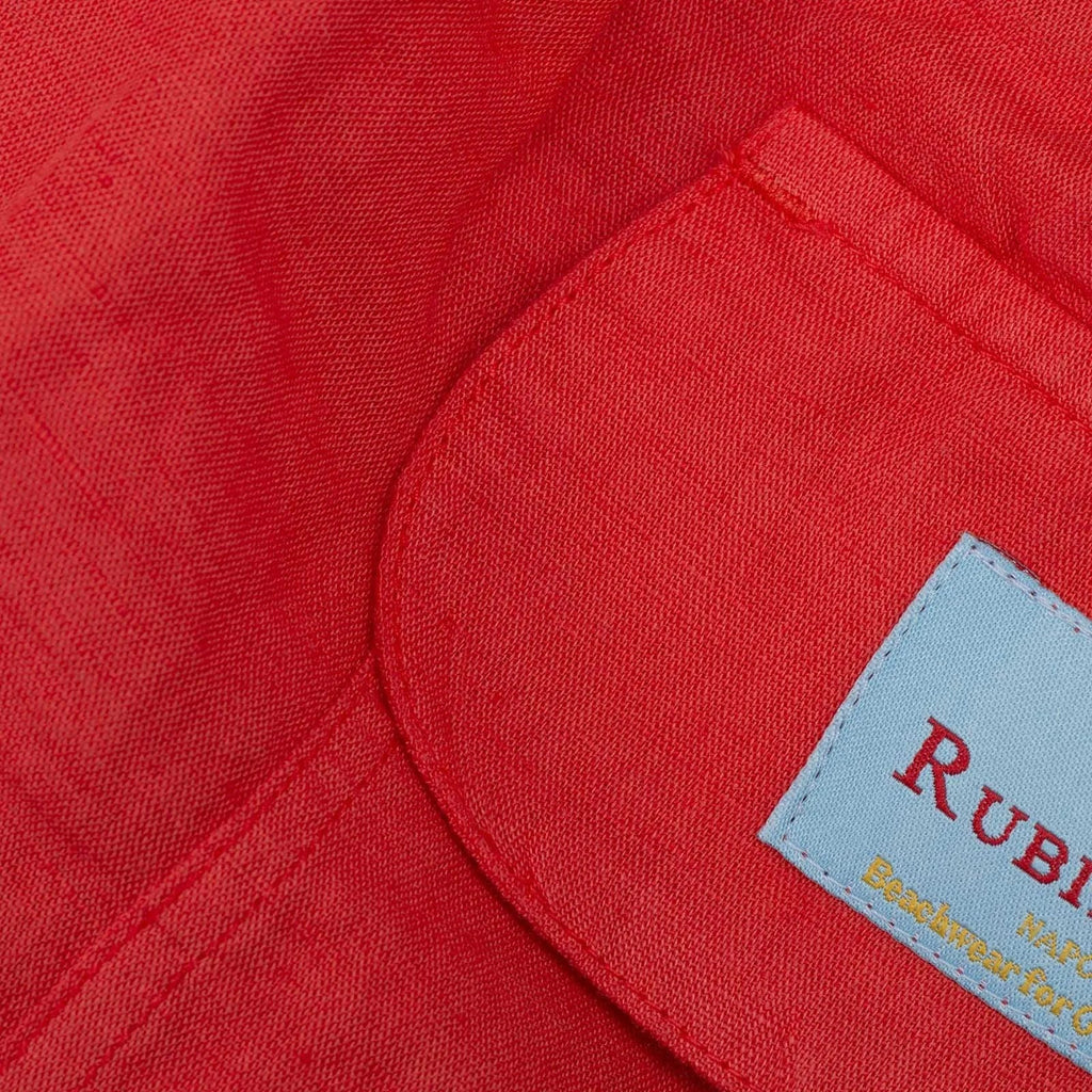 Rubinacci - Linen & Cotton Red Swim Trunks