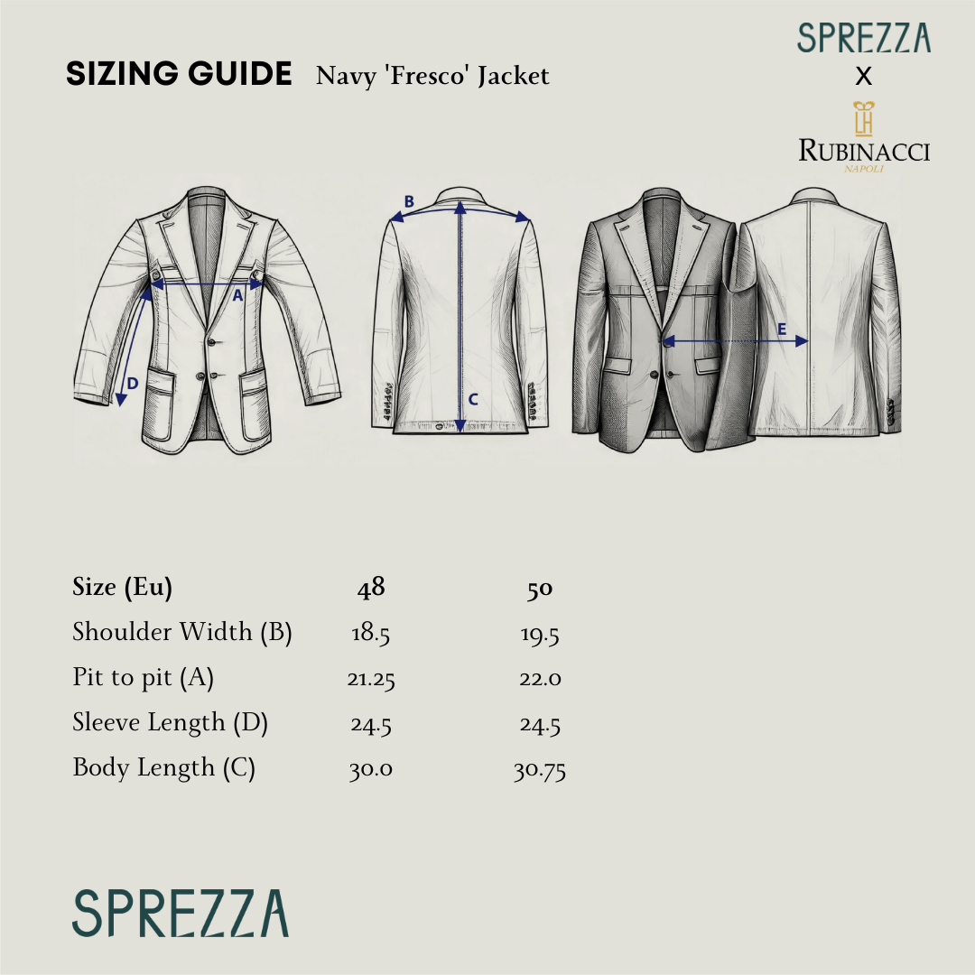 Sprezza X Rubinacci - Fresco Wool Single Breasted Jacket - Navy Blue Sprezza X Rubinacci