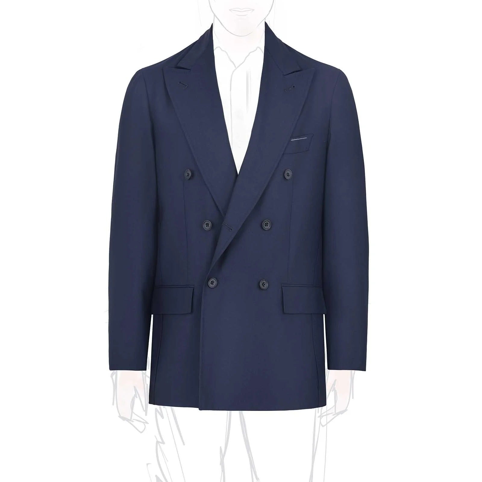 Sprezza X Rubinacci - Fresco Wool Double Breasted Jacket - Navy Blue