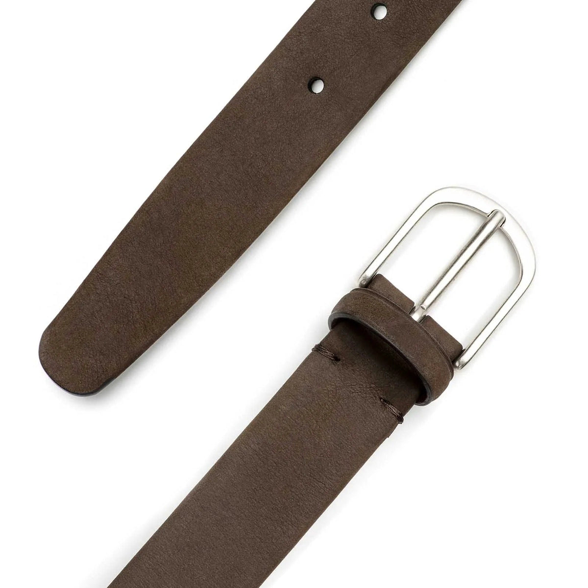 Rubinacci - Nubuck Leather Tubular Belt - Dark Brown Rubinacci