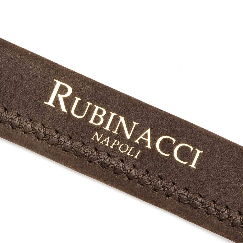 Rubinacci - Nubuck Leather Tubular Belt - Dark Brown