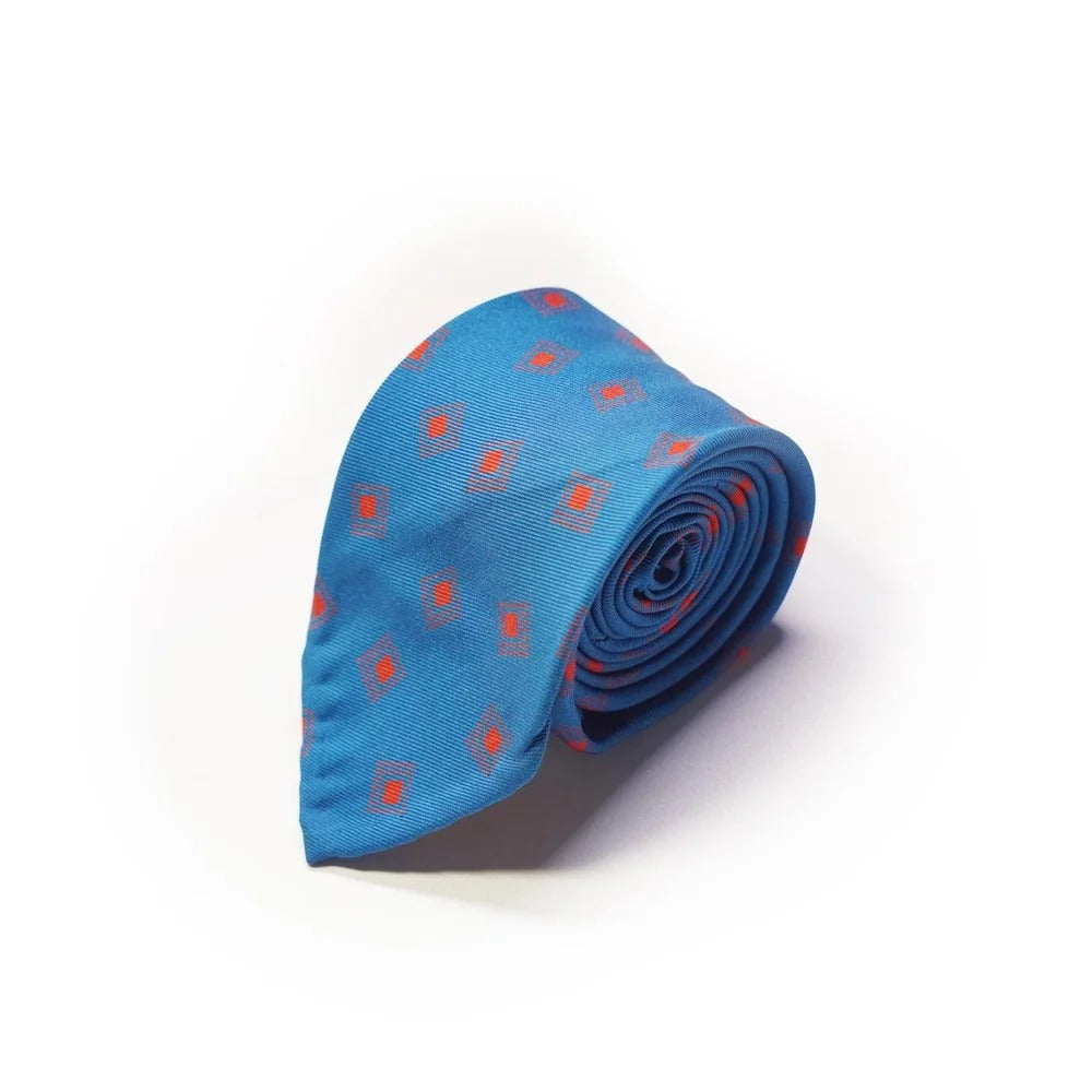 Rubinacci - Blue & Red Geometric Silk Tie