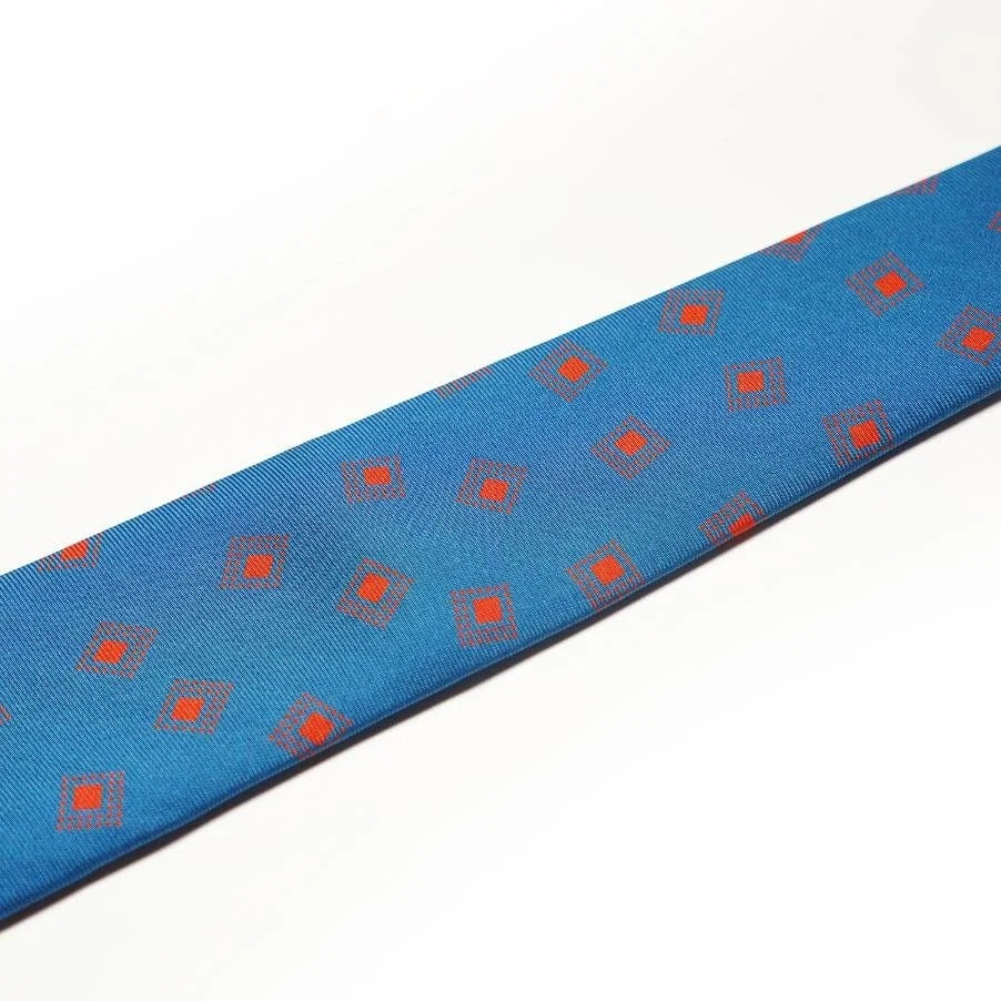 Rubinacci - Blue & Red Geometric Silk Tie Rubinacci