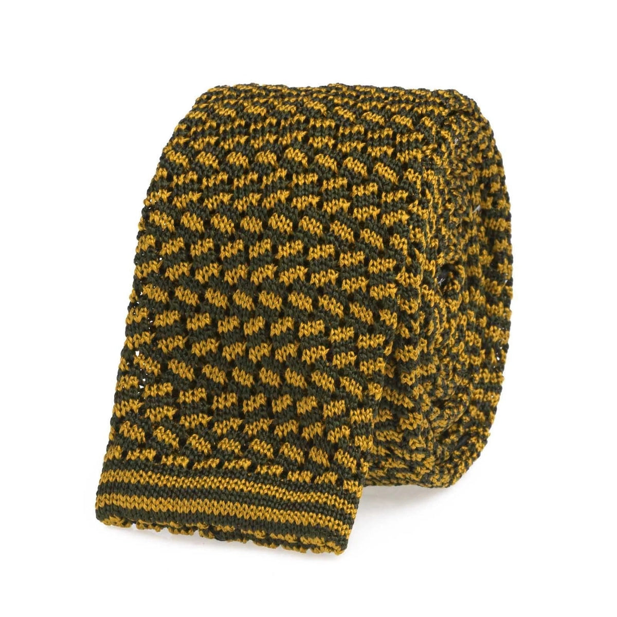 Rubinacci - Green and Gold Knitted Silk Tie Rubinacci