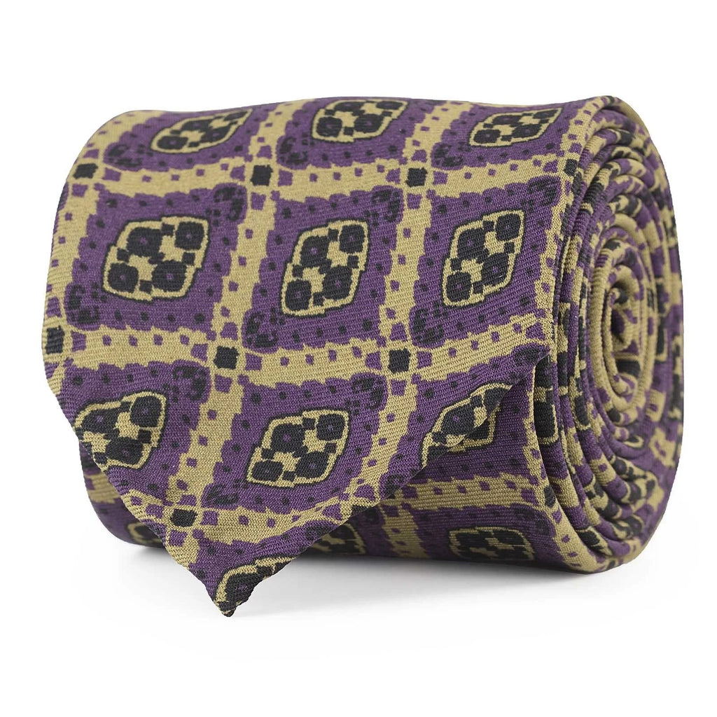 Rubinacci - Silk Twill Violet Tie with Geometric Print