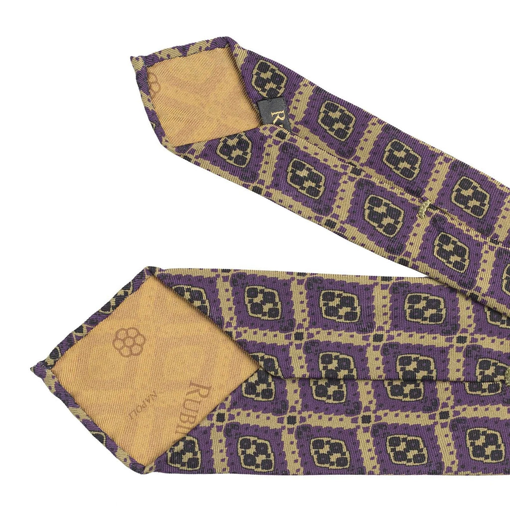 Rubinacci - Silk Twill Violet Tie with Geometric Print