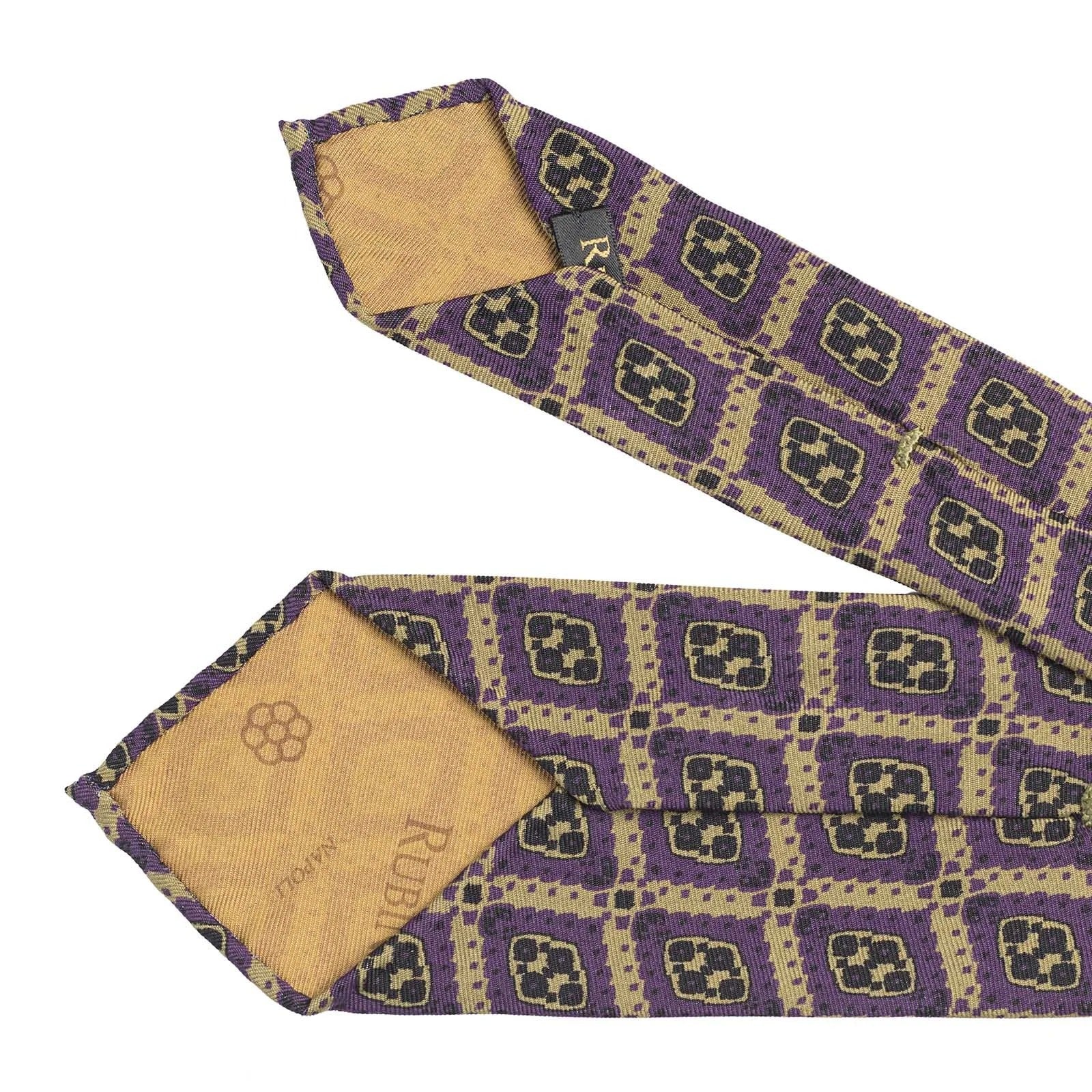 Rubinacci - Silk Twill Violet Tie with Geometric Print