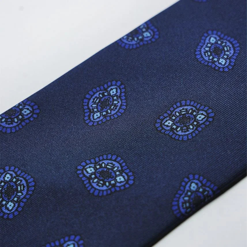 Spacca Neapolis - Indigo Printed Silk Patterned Tie