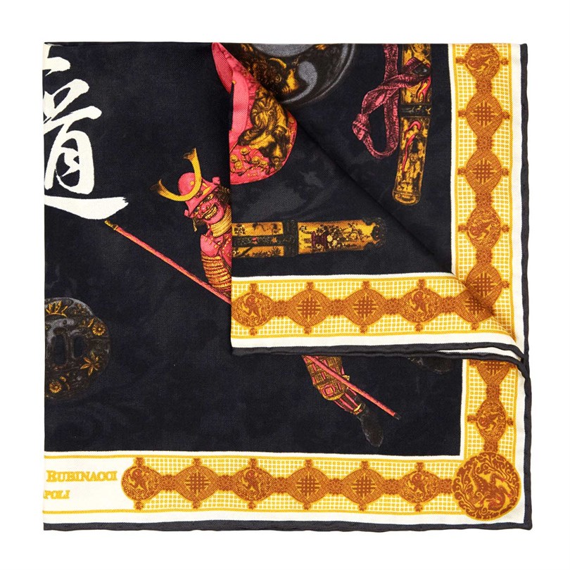 Rubinacci - Black Samurai Pocket Square Rubinacci