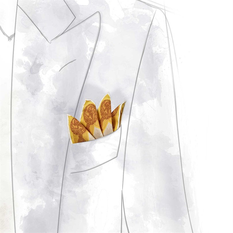 Rubinacci - Gold Samurai Pocket Square Rubinacci