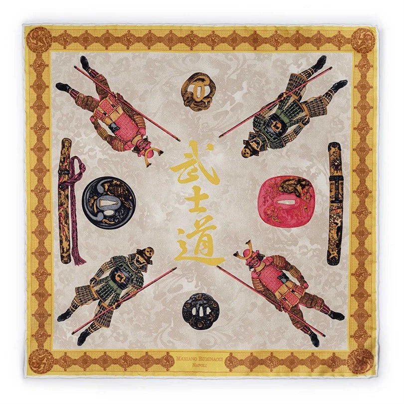 Rubinacci - Gold Samurai Pocket Square Rubinacci