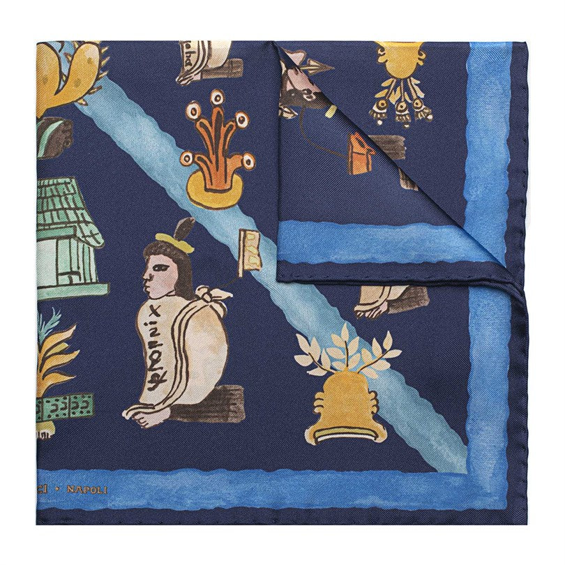 Rubinacci - Blue Mendoza Pocket Square Rubinacci