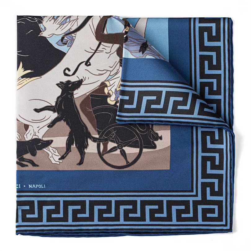 Rubinacci - Indigo Artemide and Apollo Pocket Square Rubinacci