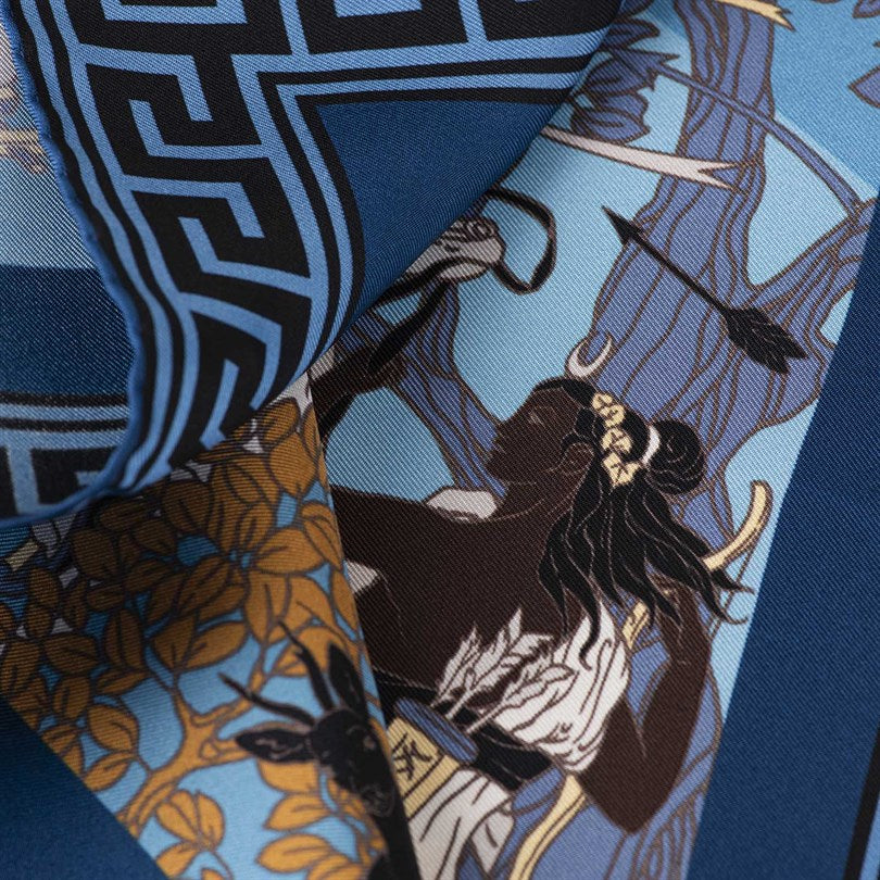 Rubinacci - Indigo Artemide and Apollo Pocket Square Rubinacci