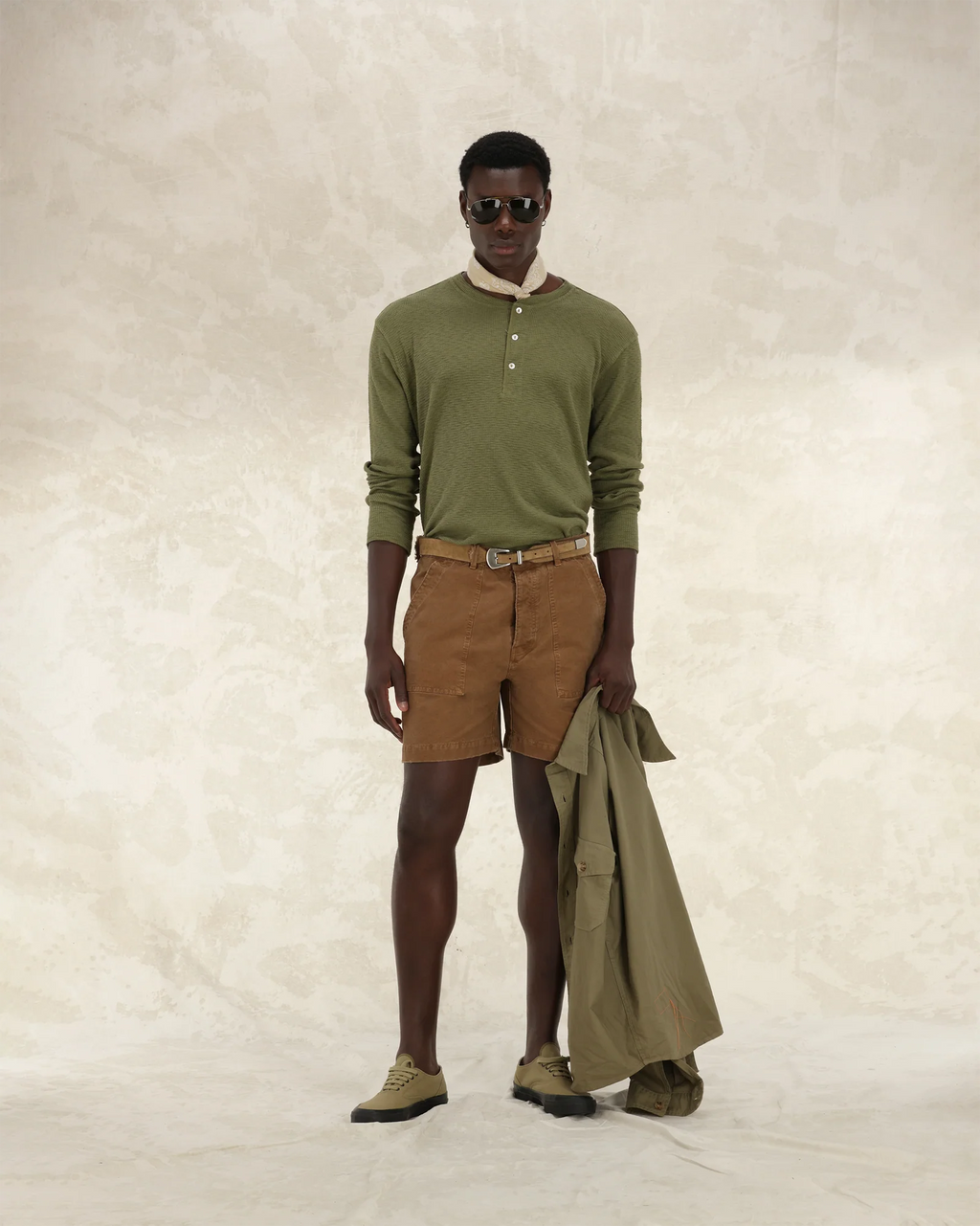 Fortela - Amish-CDX55 Waffle Jersey – Oil Green