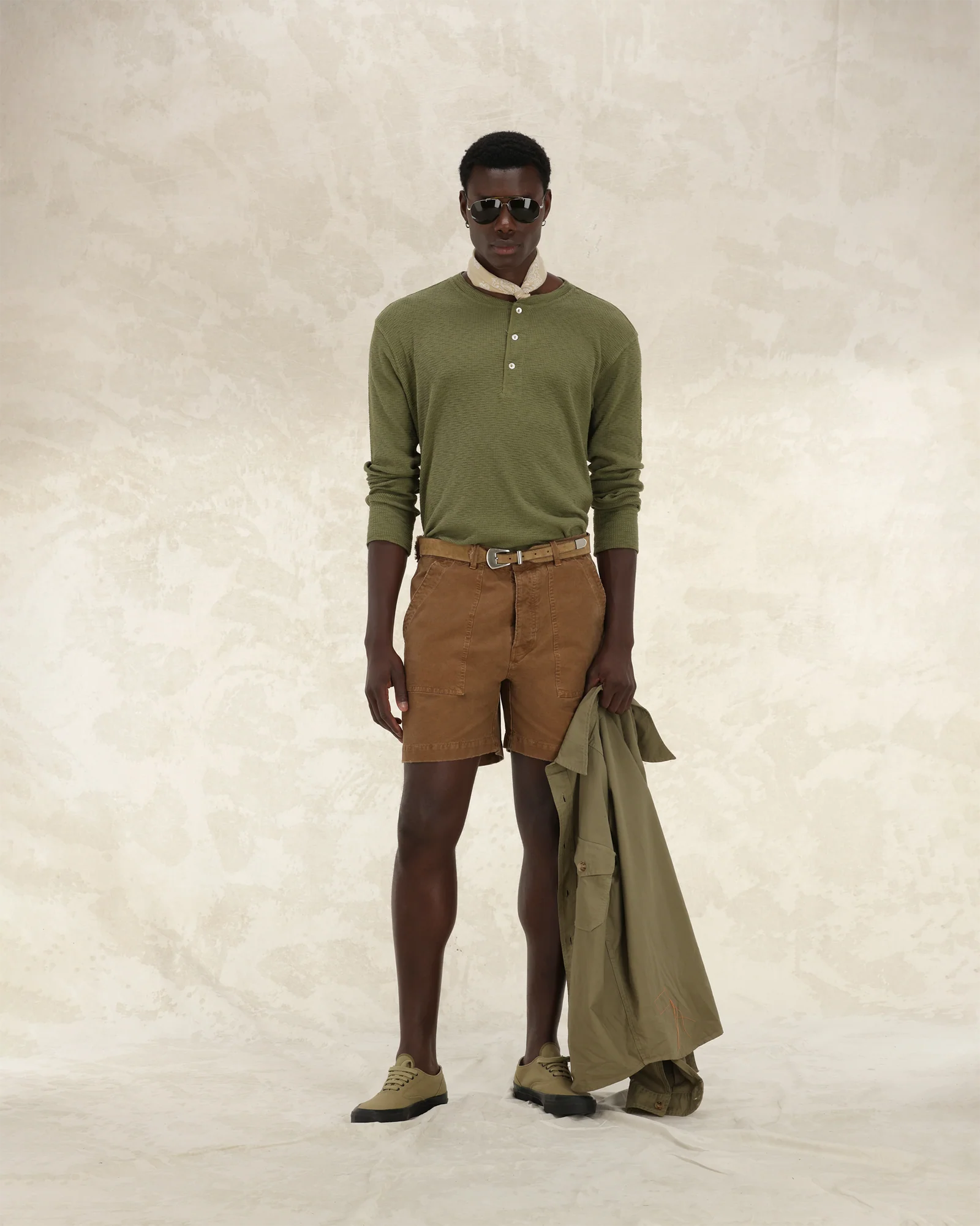 Fortela - Amish-CDX55 Waffle Jersey – Oil Green