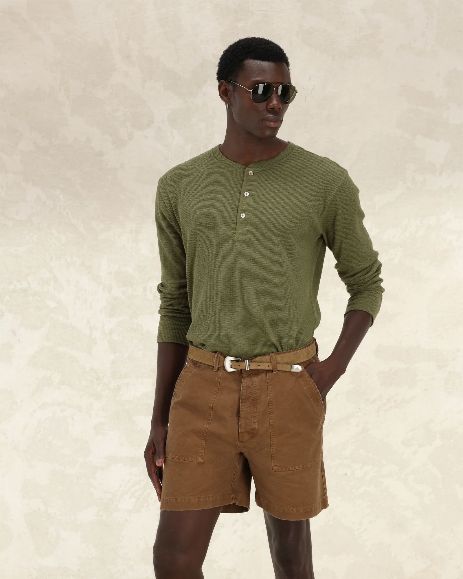 Fortela - Amish-CDX55 Waffle Jersey – Oil Green