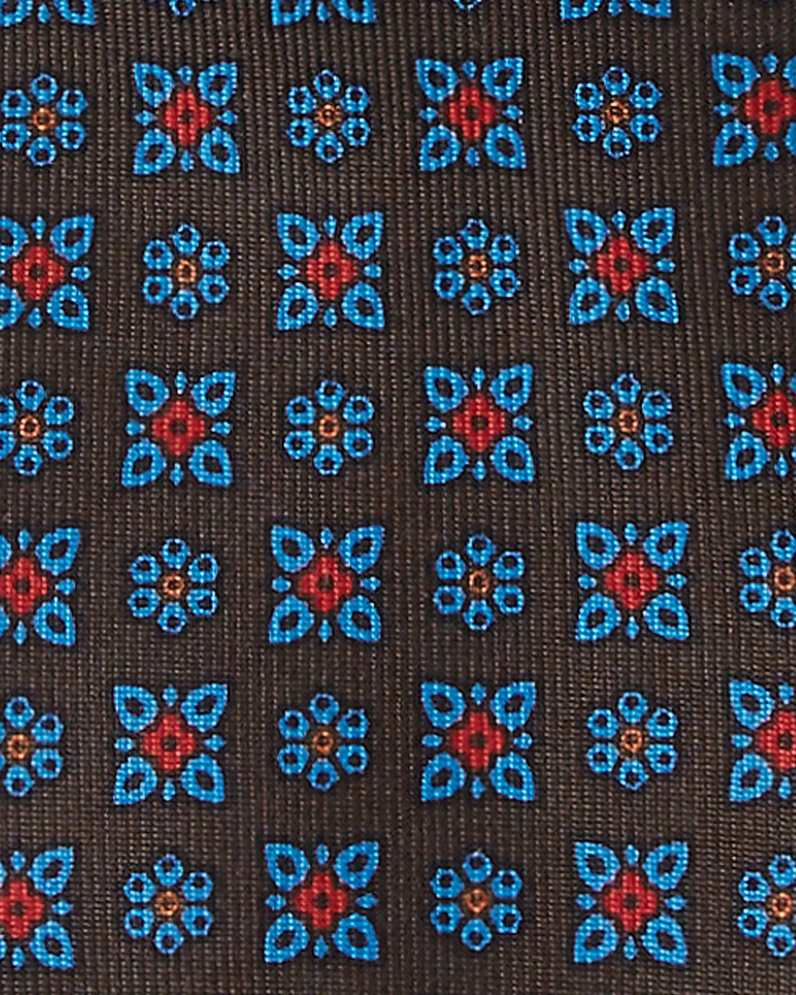 Viola Milano - Artisan Floral Handprinted Untipped Ancient Madder SILK TIE - Brown